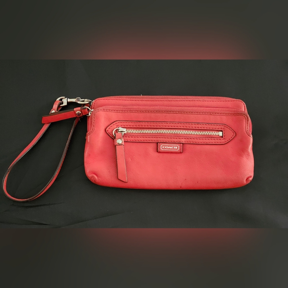 Coach Scarlet Red Double Zip Wristlet